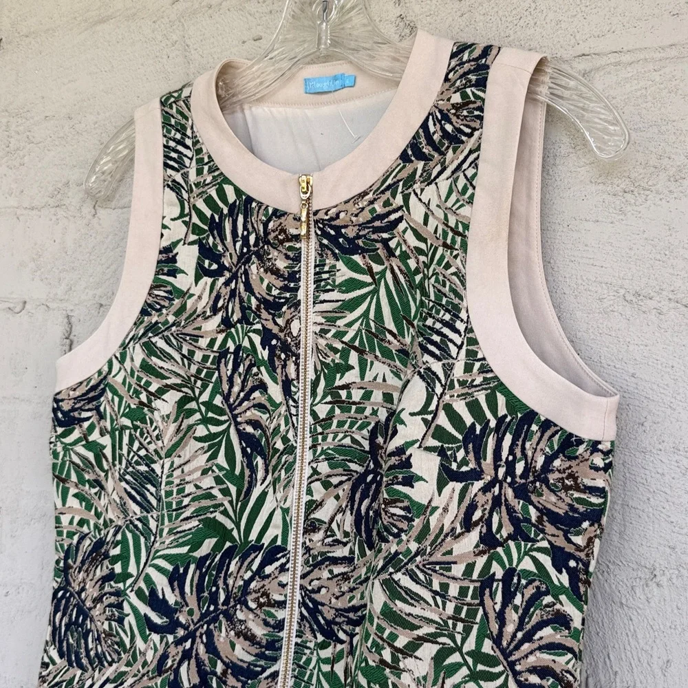 J. McLaughlin Sandra Botanical Jacquard Front Zip Sleeveless Dress Size 8 - Picture 5 of 14